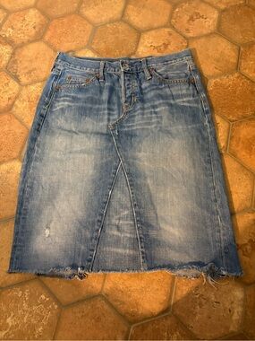 GAP 1969 Vintage Jean Skirt 8 Limited Edition Button Fly Denim Paneled Raw Hem